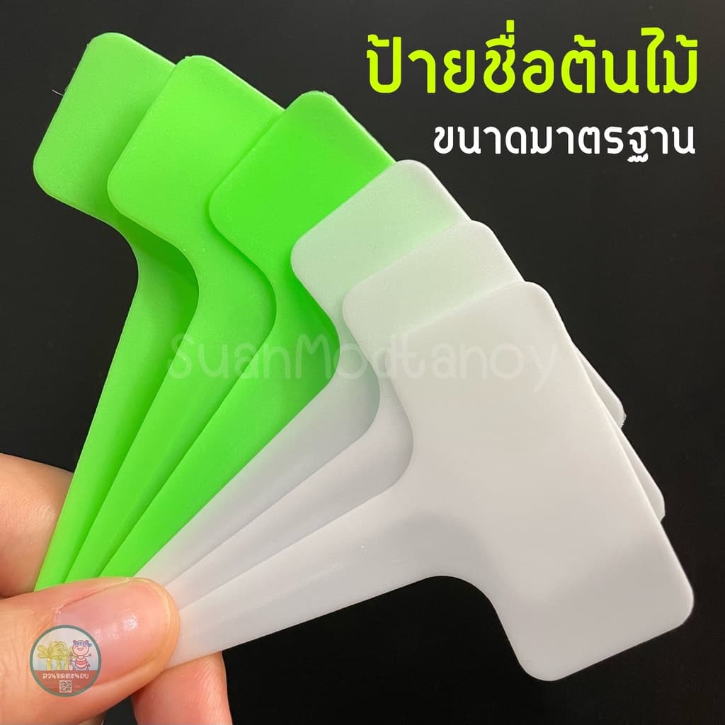 ป้ายชื่อต้นไม้ ขนาดมาตรฐาน (6 ชิ้น) พลาสติกหนาเรียบ แต่ยังอ่อนงอได้ ใช้ปากกาหัวเล็ก-กลางเขียน
