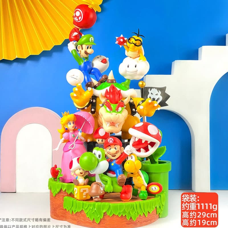 29 ซม.ขนาดใหญ่ผสม Kawaii Mario Bros Princess Peach Bowser Jr Luigi ตัวเลขของเล่น Donkey Kong คางคก Waluigi Creative สะสมตุ๊กตาของขวัญ
