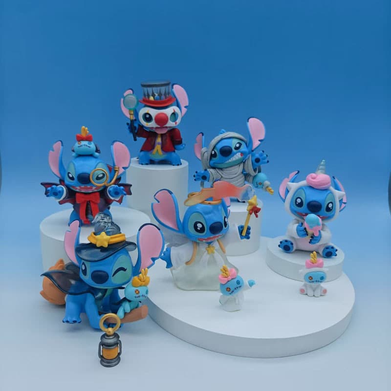 6 ชิ้น Stitch แปลกไดอารี่คอลเลกชันการ์ตูนน่ารักรูปอะนิเมะเดสก์ท็อปเครื่องประดับเค้กวันเกิดตกแต่งของเล่นเด็กของขวัญ