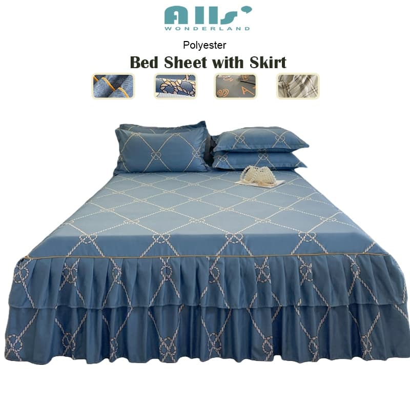 กระโปรงเตียงลายสก๊อต - 35 ซม. 5ฟุต 6ฟุต ผ้าปูที่นอน bedsheet 4ฟุต