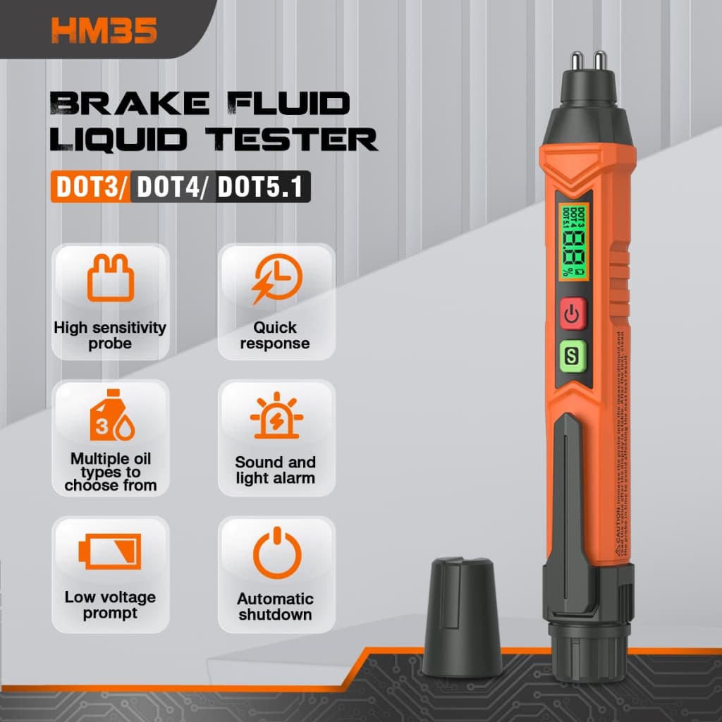 Homtools HM35 เครื่องวิเคราะห์การรั่วไหลของน้ํามันรถยนต์ เครื่องทดสอบการรั่วไหลของเบนซิน หน้าจอ LCD และ Buzzer การป้องกันความปลอดภัยในรถยนต์