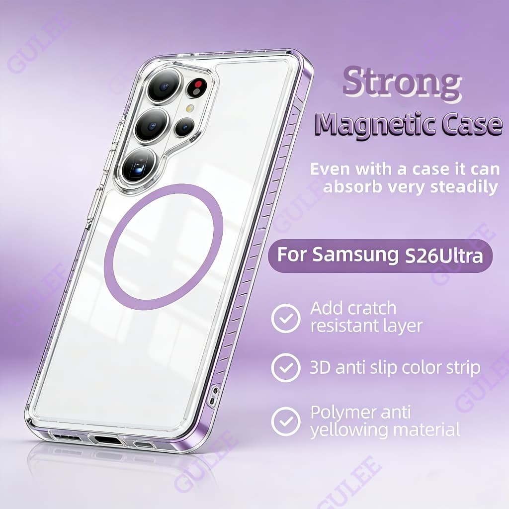 Anti Yellow Strong Magnetic Clear Case สําหรับ Samsung Galaxy S26 PLUS S25 FE S24 S23 Ultra โปร่งใส Slim Fit กันกระแทกฝาครอบโทรศัพท์ป้องกัน