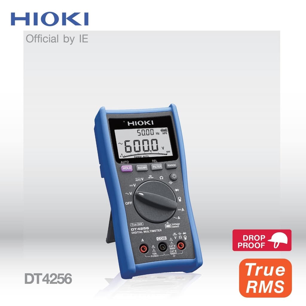 HIOKI DT4256 ดิจิตอลมัลติมิเตอร์ True RMS วัดแรงดัน AC/DC แบบตรวจจับอัตโนมัติสูงสุด 1000 โวลต์