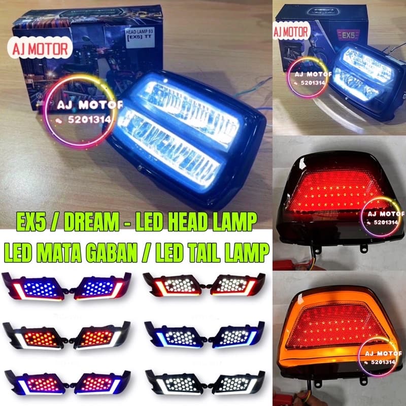 HONDA EX5 / DREAM LED HEAD LAMP เข้าสู่ระบบ MATA GABAN เบรคไฟไฟหน้า LAMPU DEPAN หางสีขาว PUTIH มาตรฐาน DYNOPRO