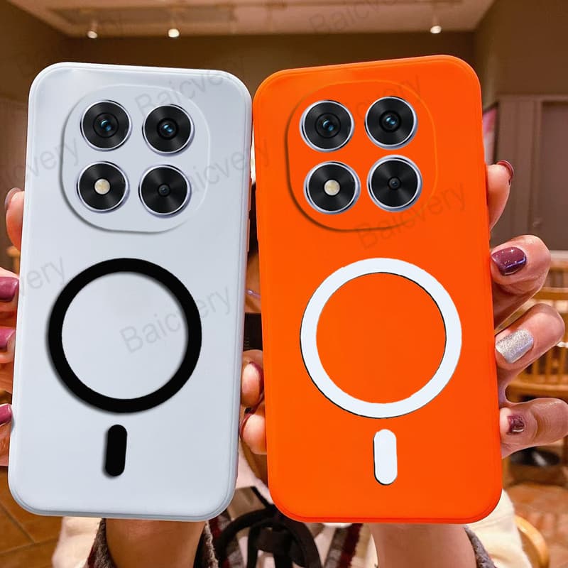 สําหรับ Redmi Note 14 Pro + Plus 5G สีสัน Matte เปลือกป้องกันฝาหลังพร้อมสติกเกอร์แม่เหล็ก
