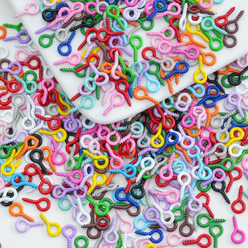 100 ชิ้นที่มีสีสันสกรูตา Tiny Mini Eye Pins Eyepins Hook ตาไก่สกรูสําหรับ DIY เครื่องประดับจี้ทําอุปกรณ์อุปกรณ์เสริม