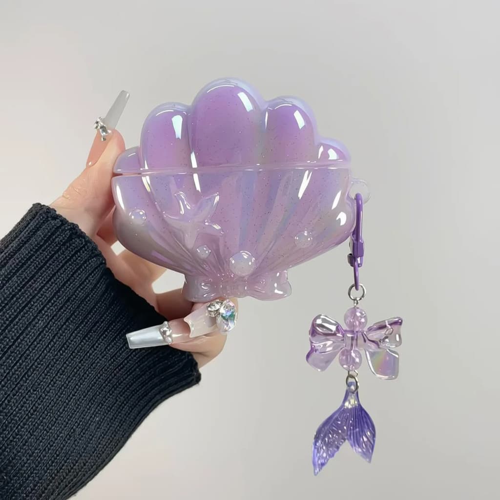 Ins เปลือกสีม่วงสีสันสดใสสําหรับ airpods4 เคสหูฟัง AirpodsPro2 เคสป้องกัน airpdos3 ซิลิโคนน่ารัก AirPods 1 /2 รุ่นป้องกันการตกกล่องนุ่ม