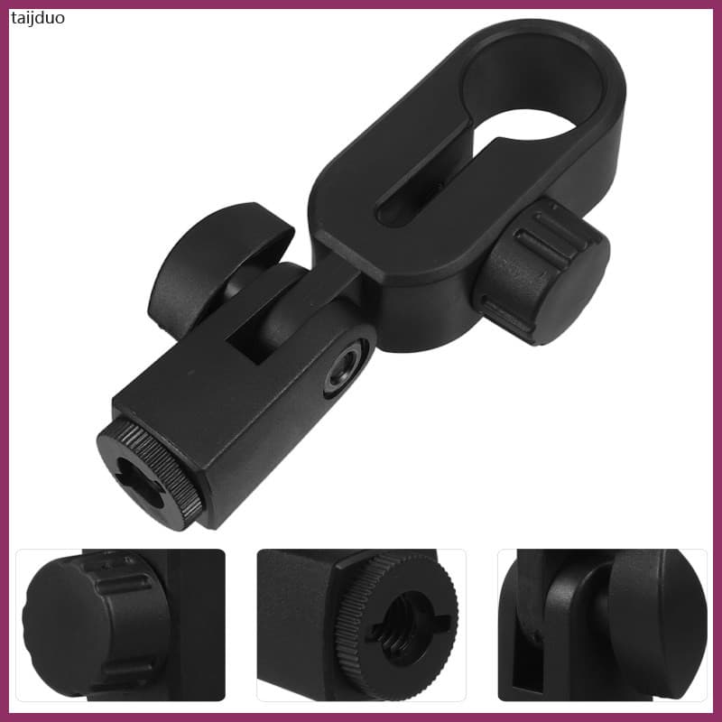 📎 Microphone Stand คลิปยึด 2 ชิ้น สีดำ พลาสติกแขวนไมค์ Universal Microphone Clamp