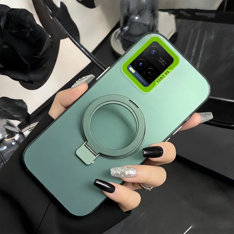 2026 สําหรับ VIVO Y21 Y21S Y21A Y21t Y33T Y33s Y21G เคสโทรศัพท์เคสแข็งกันกระแทกออกแบบใหม่ความงามพร้อมผู้ถือสีเขียว CYFXZJ3