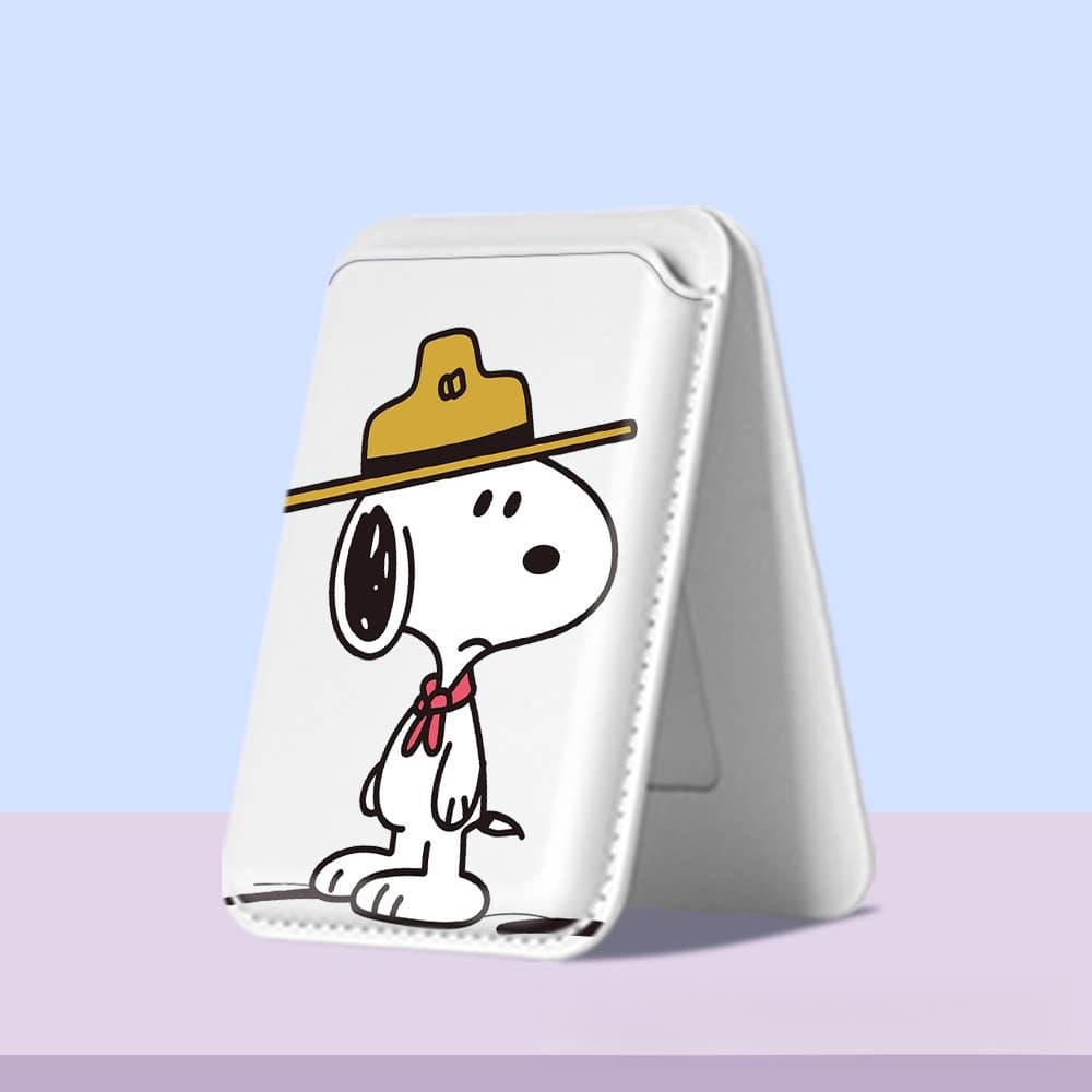 การ์ตูนการ์ตูน Snoopy Magnetic Magsafe โทรศัพท์มือถือด้านหลังสติกเกอร์ผู้ถือ PU Card Holder เหมาะสําหรับ iPhone17pro
