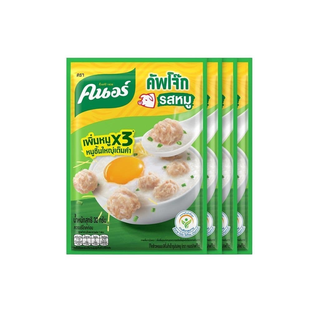 [สินค้าส่งด่วน] คนอร์คัพโจ๊ก หมู 32ก.X4 KNORR ENERGY CUPJOK PORK 32G.X4
