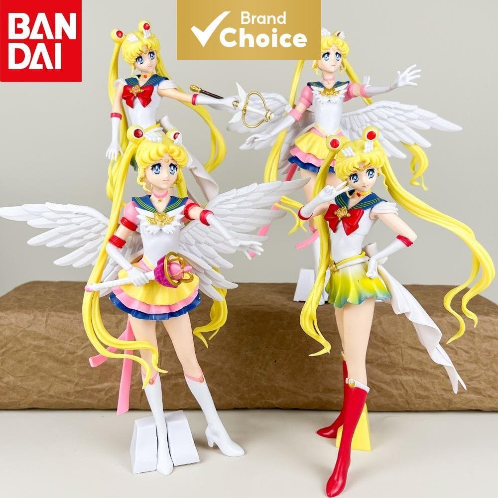 Bandai ฟิกเกอร์อนิเมะเซเลอร์มูน 23 ซม. รูป Tsukino Usagi ฟิกเกอร์เซเลอร์มูน โมเดล PVC ของสะสม ของตกแต่งโต๊ะ ของขวัญของเล่นแอ็คชั่นสําหรับเด็ก