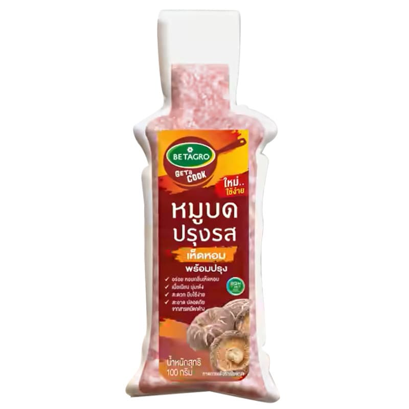 เบทาโกรหมูบดปรุงรสเห็ดหอมพร้อมปรุง 100กรัม BetagroGroundPorkShiitake 100g [หมายเลขบาร์โค้ด 8852043073648 ]