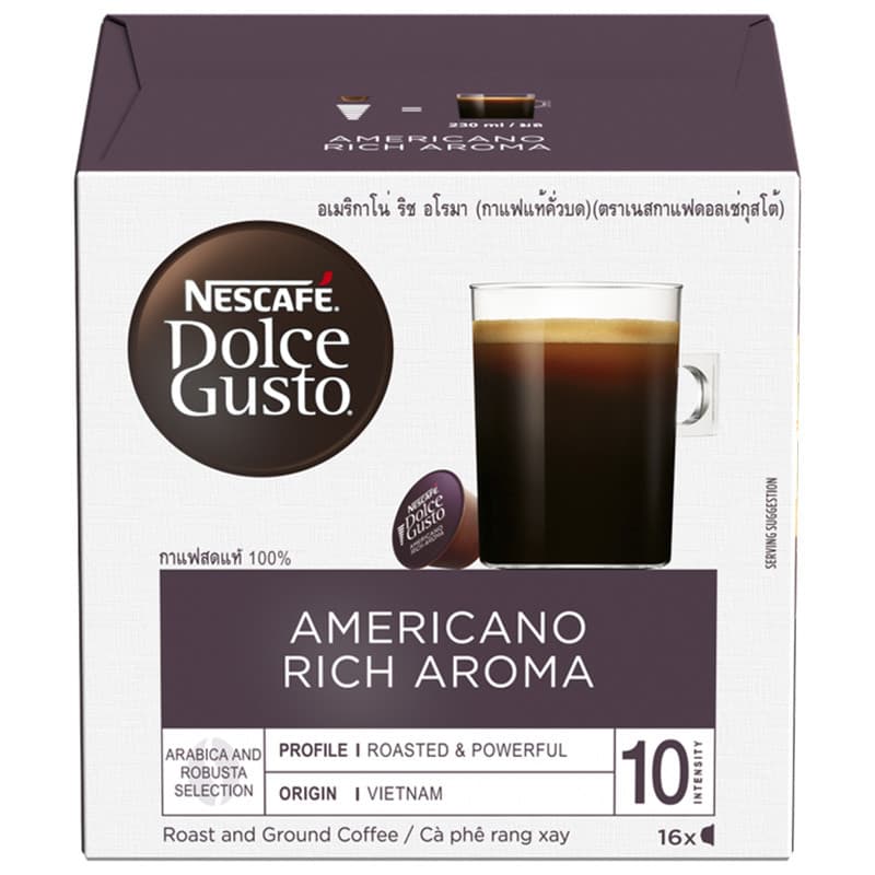 เนสกาแฟดอลเช่กุสโต้กาแฟคั่วบดอเมริกาโน่ริชอโรมา 16แคปซูล 128 ก NescafeDolce AmericanoRich128g [8934804031026 ]