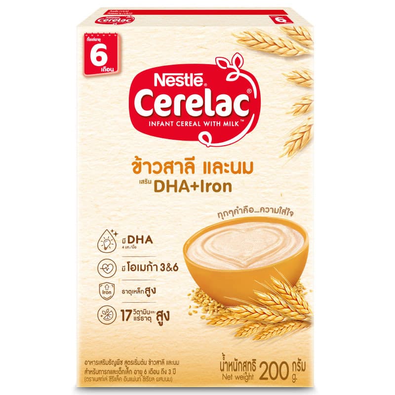 ซีรีแลคอาหารเสริมเด็กสูตรเริ่มต้นดีเอชเอ 200กรัม Cerelac Baby Food Wheat Milk 200g. [หมายเลขบาร์โค้ด 9556001132536 ]