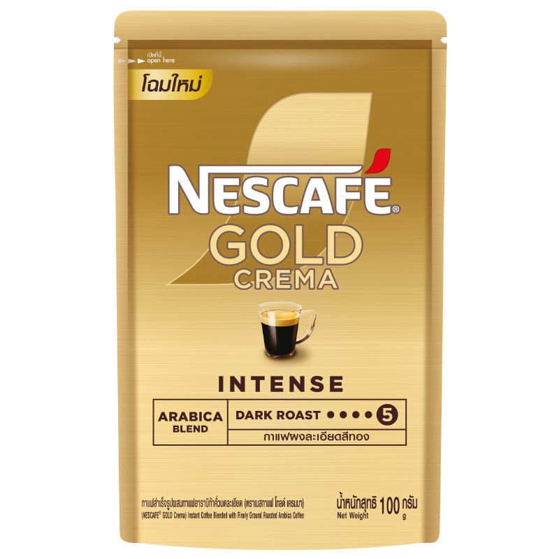 เนสกาแฟโกลด์เครมมากาแฟสำเร็จรูปผสมกาแฟคั่วบดละเอียดถุงตั้ง 100ก Nescafe Gold Crema Doy 100g [8850125086999 ]