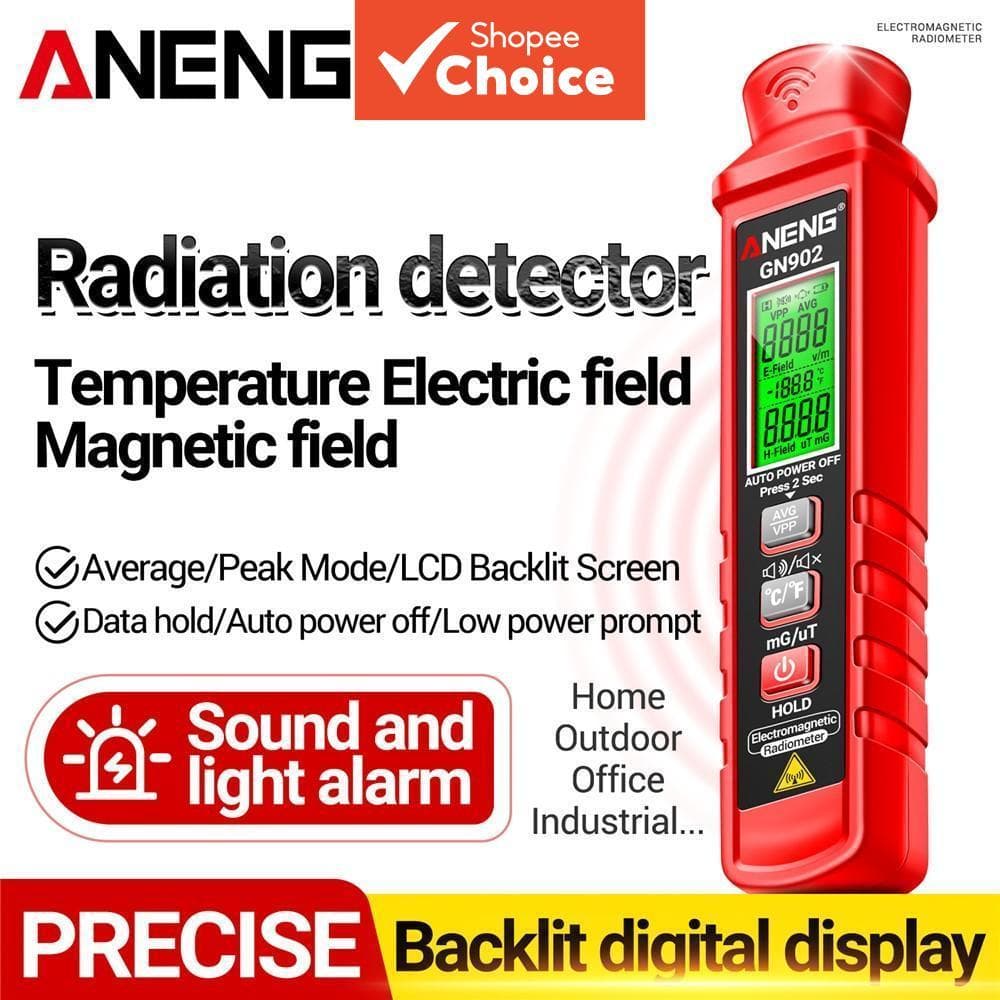 ANENG 1 PC GN902 เครื่องตรวจจับรังสีแม่เหล็กไฟฟ้าแบบพกพา, LCD Meter สําหรับ X-Ray,กัมมันต์, อุณหภูมิ, และการวัดมิเตอร์