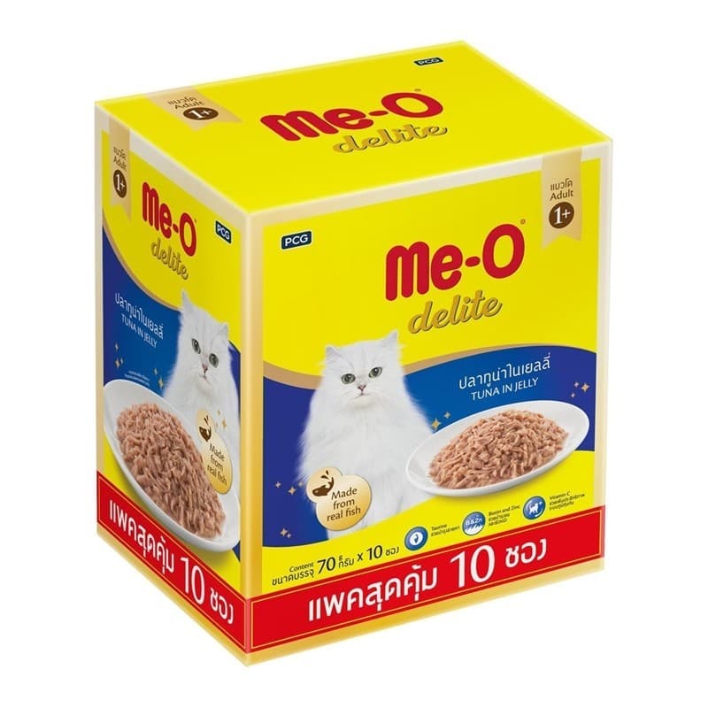 มีโอดีไลท์เพาซ์มัลติแพคปลาทูน่าในเยลลี่ 70ก แพค 10 MeO Delite Pouch Multipack Tuna In Jelly 70g Pack 10 [8850477005259 ]