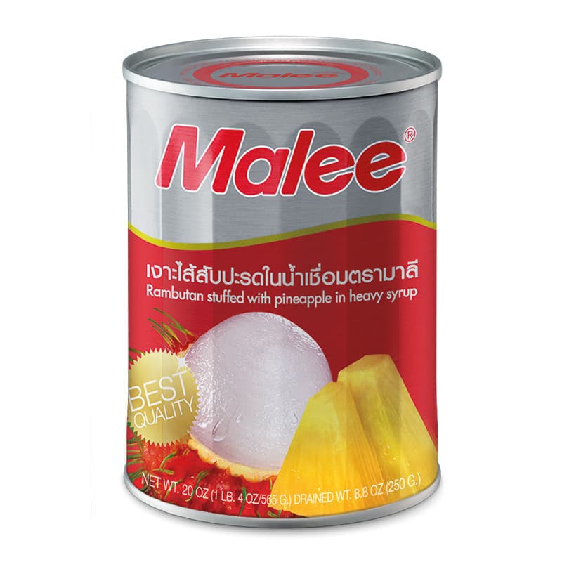 มาลีเงาะสอดไส้สับปะรดในน้ำเชื่อม 565ก Malee Rambutan Stuffed with Pineapple in Syrup 565g [8853333000467 ]