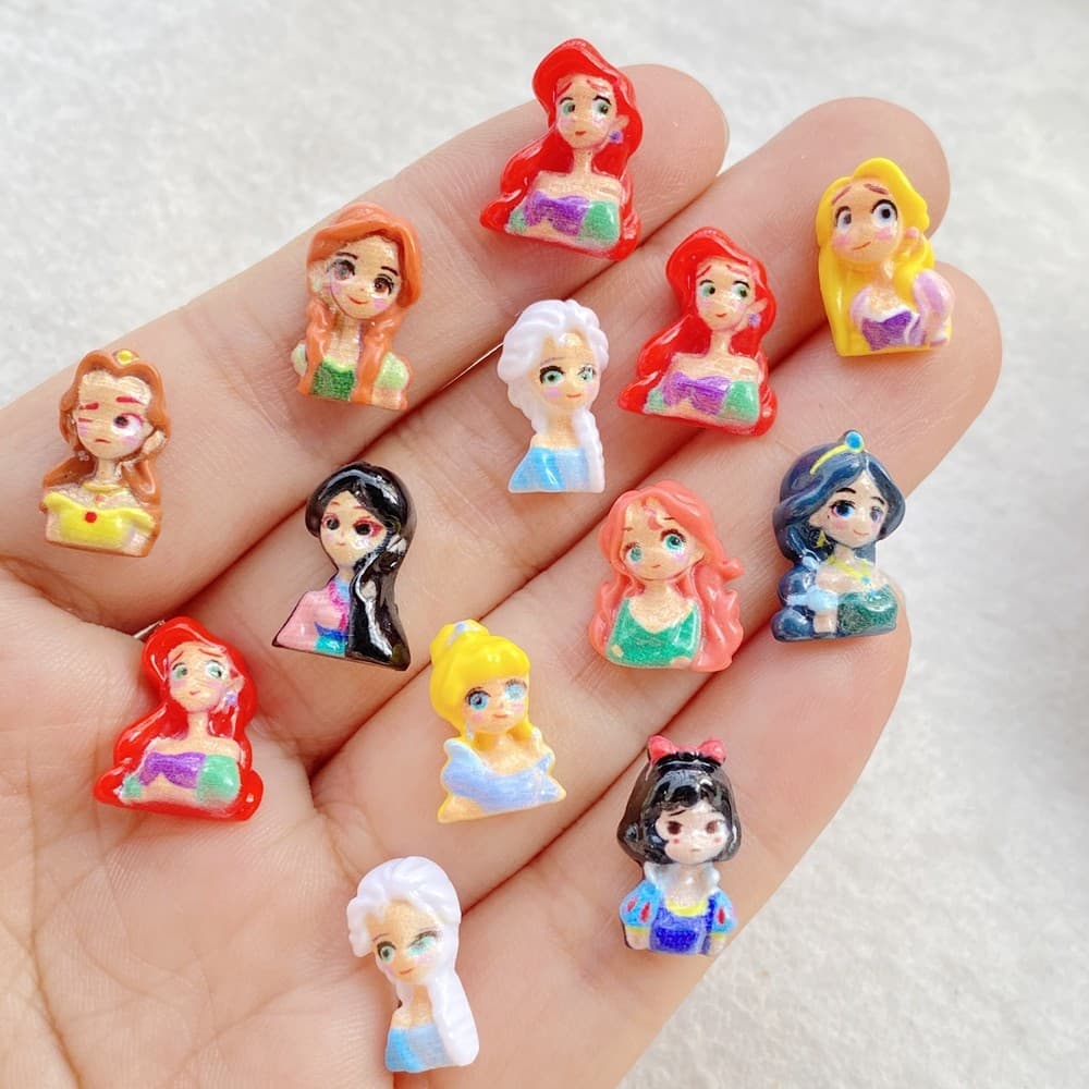 50 ชิ้นผสมเล็บเรซิ่นผสมการ์ตูน Disney Princess Charms Rhinestones DIY Craft สําหรับเล็บ 3D เครื่องประดับ