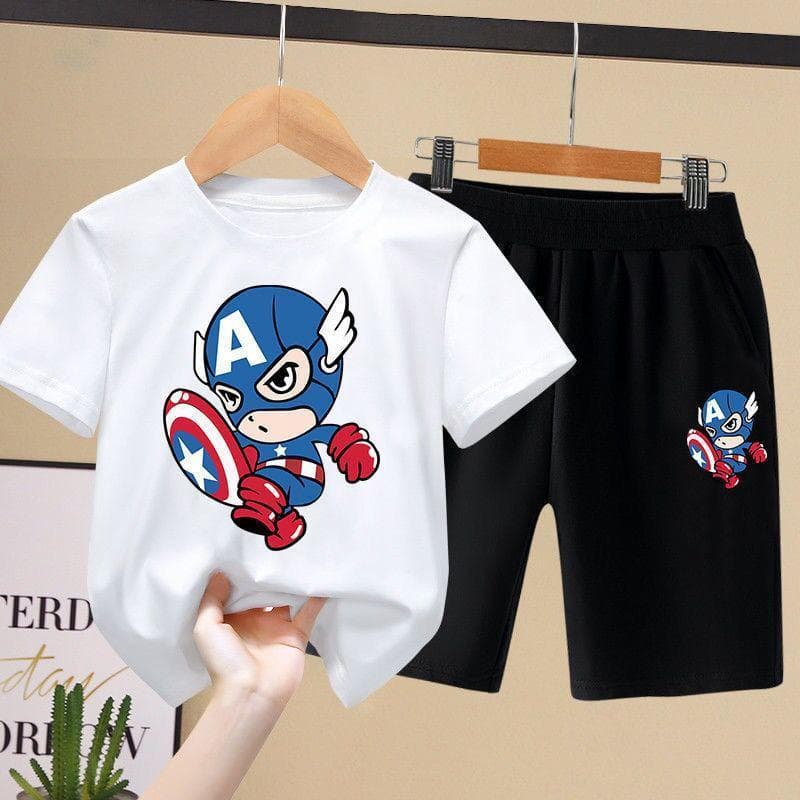 【จัดส่งจากประเทศไทย】（จัดส่งจากประเทศไทย）ชุดกีฬาเด็กชายกางเกงขาสั้นแห้งเร็วสองชิ้นชุดเด็กฤดูร้อนแขนสั้น เซ็ตชุดเด็ก เสื้อ