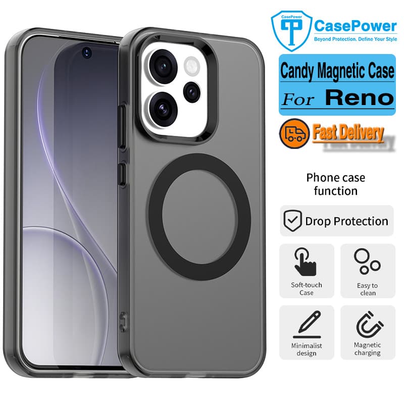 CasePower เคสแม่เหล็กสําหรับOPPO Reno 15 14 13 Pro 15 Pro Max 15F 14F 13F 5GปลอกCandy TPU Anti Dropปกหลัง