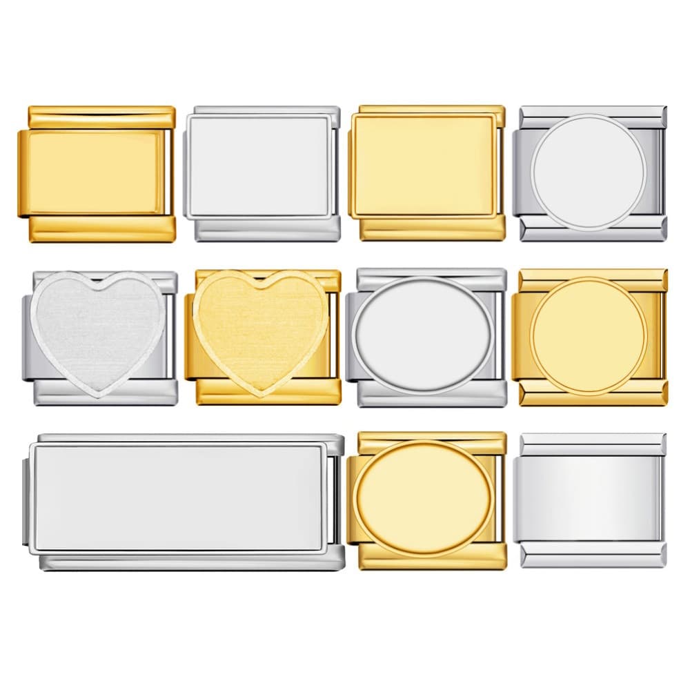 อินเทรนด์ Basics Charms อิตาลี Link Fit 9 มม.สแตนเลสสตีลรูปไข่สแควร์หัวใจโซ่ผู้หญิงผู้ชายทํา DIY สร้อยข้อมือลูกปัด