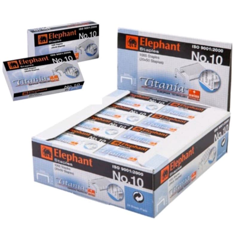 (แพ็ค 24 กล่องเล็ก ) ลวดเย็บ เบอร์10 ตราช้าง Elephant รุ่นTITANIA