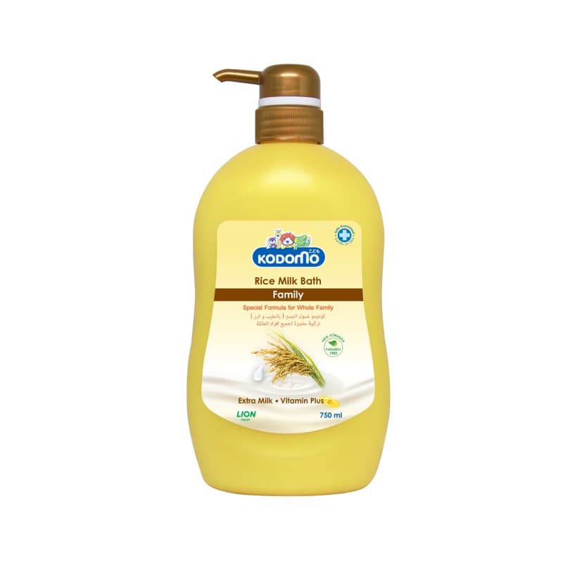 KODOMO โคโดโม แฟมิลี่ ครีมอาบน้ำ ไรซ์มิลค์ ( Rice Milk Bath ) 750 มล. ชนิดขวดปั๊ม