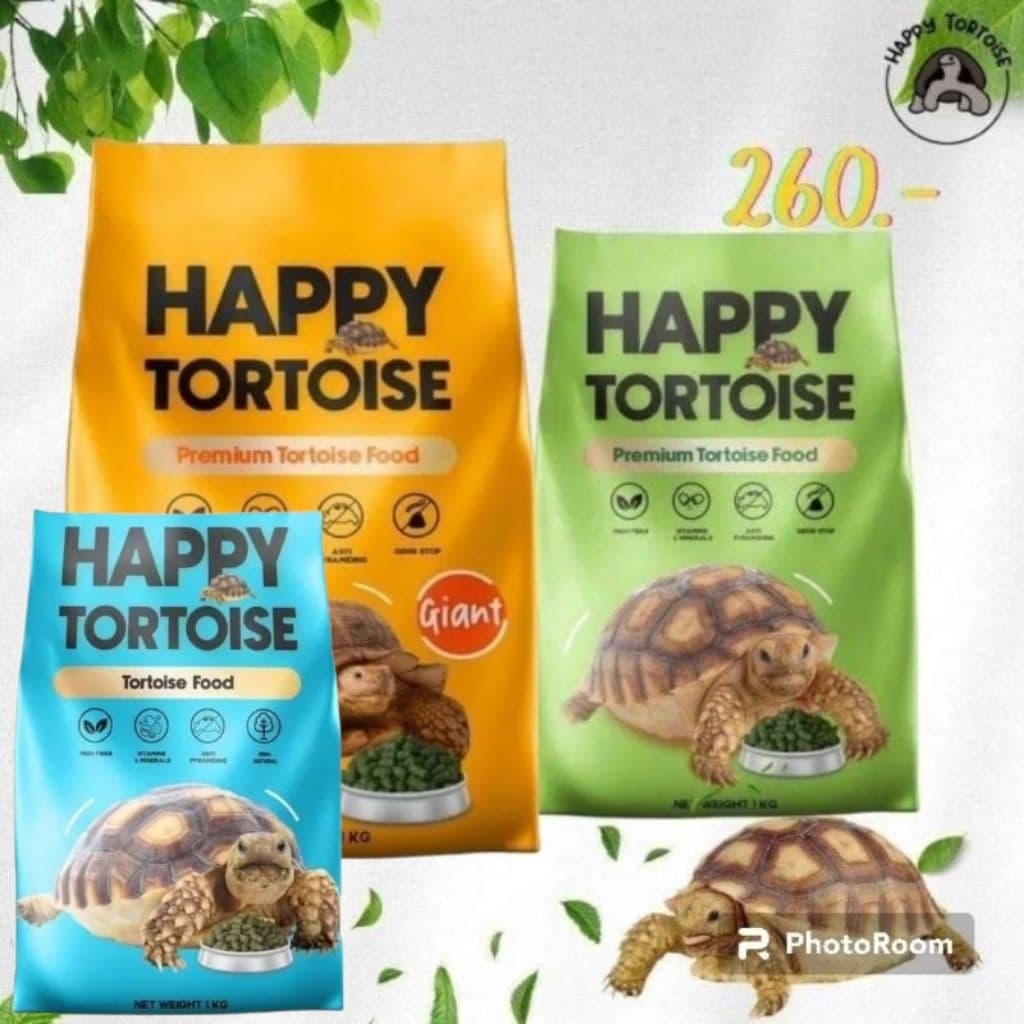 Happy Premium Tortoise food 1kg.อาหารเม็ดสำเร็จรูป อาหารเม็ดสำหรับเต่าบก