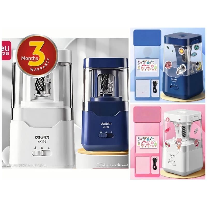 💯รับประกัน 3 เดือน💯 #กบเหลาดินสออัตโนมัติ #กบเหลาดินสอไฟฟ้า Batteries and USB, Deli VA202, ElectricRotaryPencilSharpener