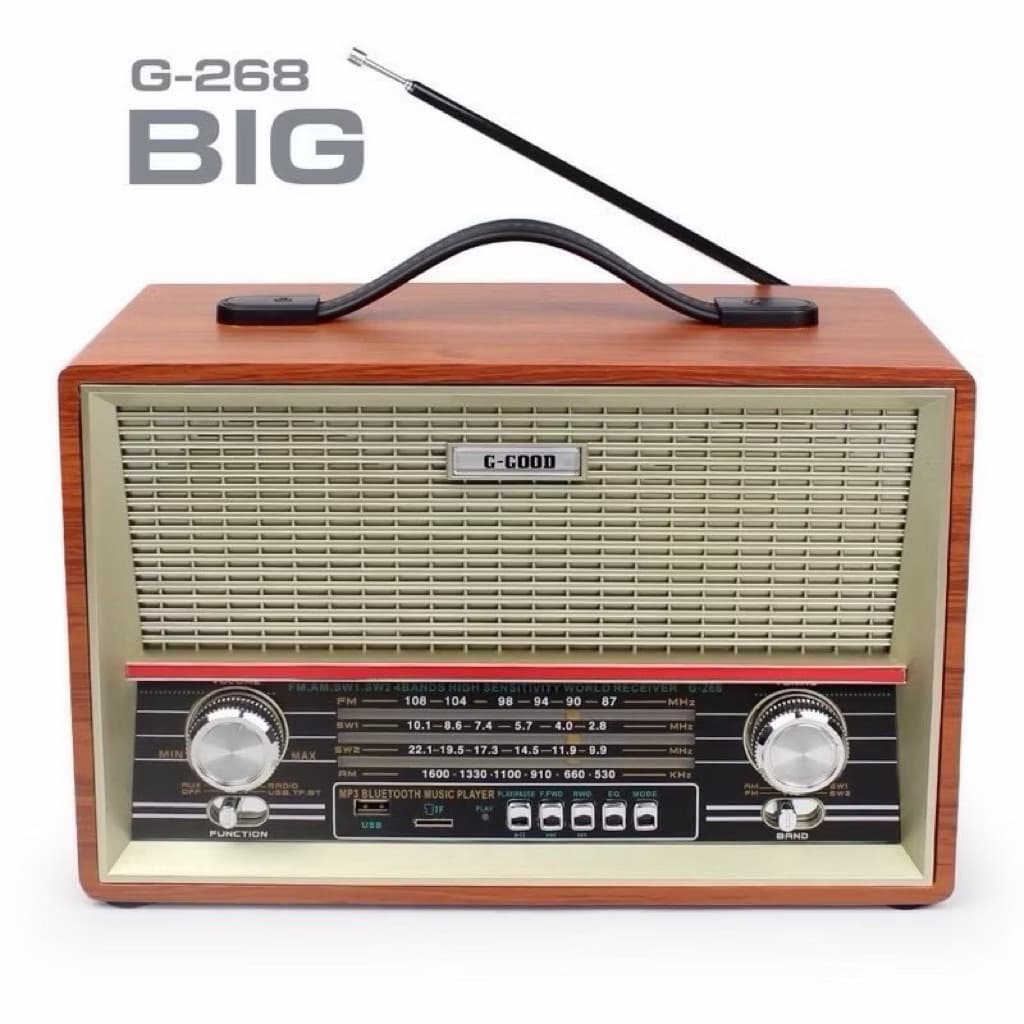 G-GOOD วิทยุทรงโบราณคลาสสิค รุ่นG-268BIG บลูทูท/USB/AM/FM/SW1-2 4 BANDS