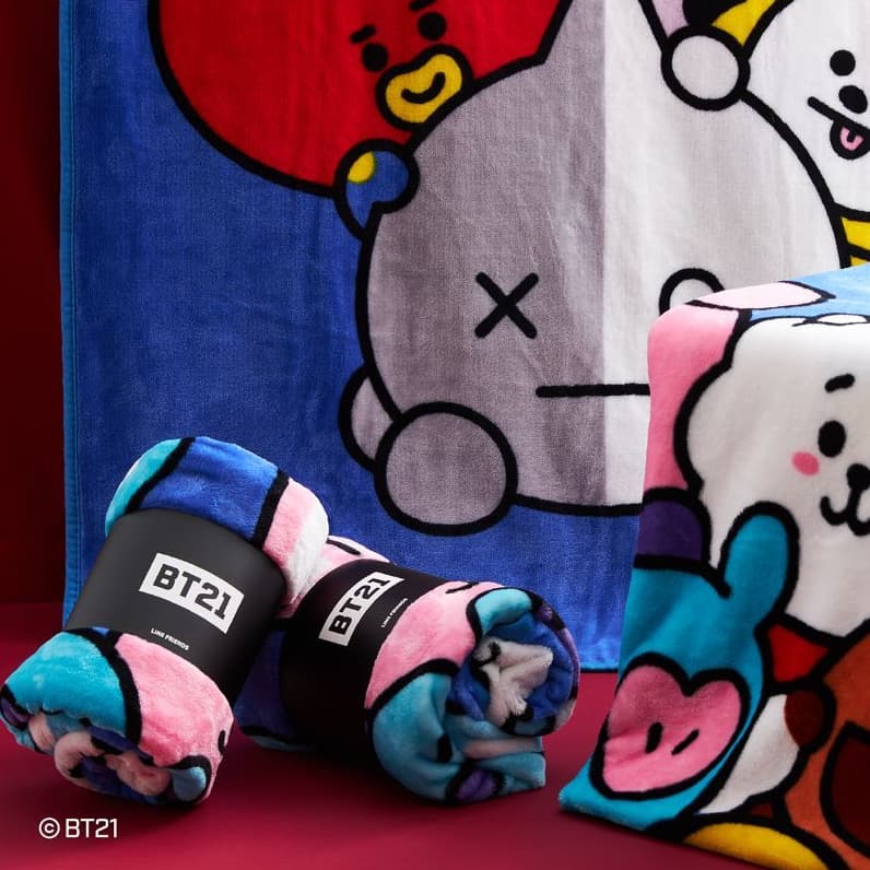 (Happy Toys) BT21  Basic  Group Blanket-ผ้าห่ม BT21 สินค้าลิขสิทธิ์แท้