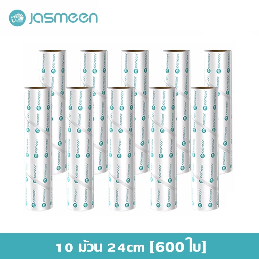 【10 ชิ้น】ลูกกลิ้งเก็บฝุ่น JASMEEN 24CM ม้วนกาวลูกกลิ้งทำความสะอาด ลูกกลิ้งเก็บขน อัปเกรด 60 แผ่น คุณภาพสูง แกนทดแทน