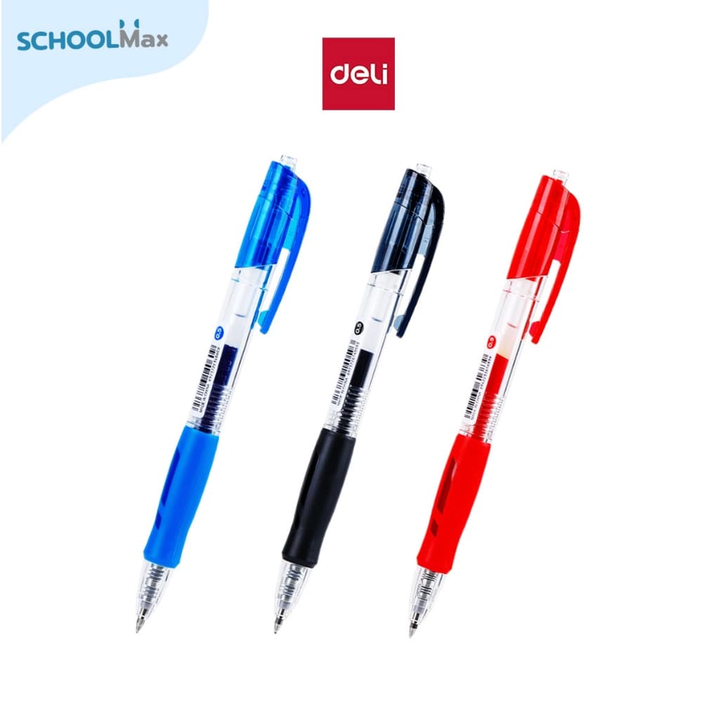 Deli ปากกาเจล สีดำ น้ำเงิน แดง 0.5mm No.G08