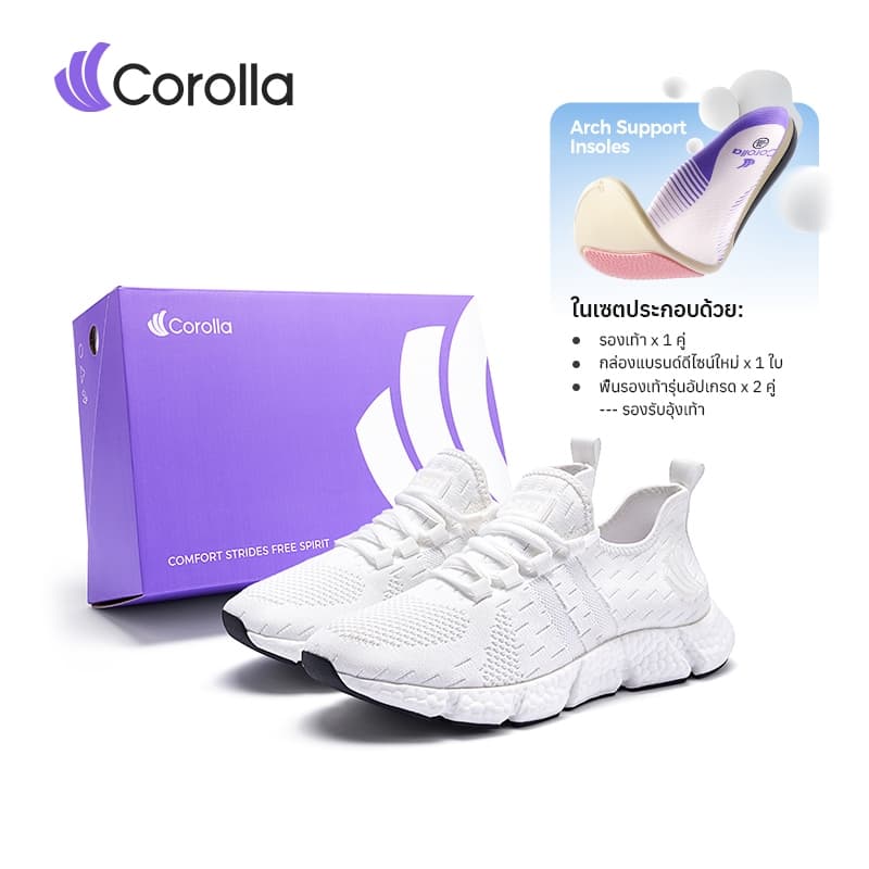 【12.21ใหม่】Corolla ArchFitGo รองเท้าผ้าใบผู้หญิง พื้นรองเท้ารองรับน้ำหนักเท้า นุ่มและน้ำหนักเบา กันลื่นและทนต่อการสึกหรอ
