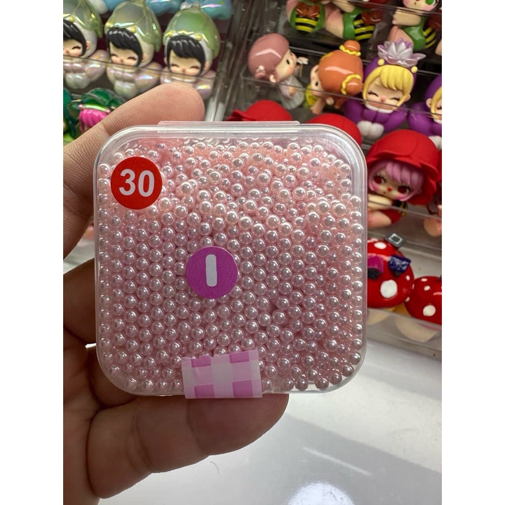 I 1-I100 ลูกปัดไข่มุกเทียม ABS พลาสติก ขนาด 3มม ตกแต่งยาดม ในรูปขนาด20กรัมค่ะ