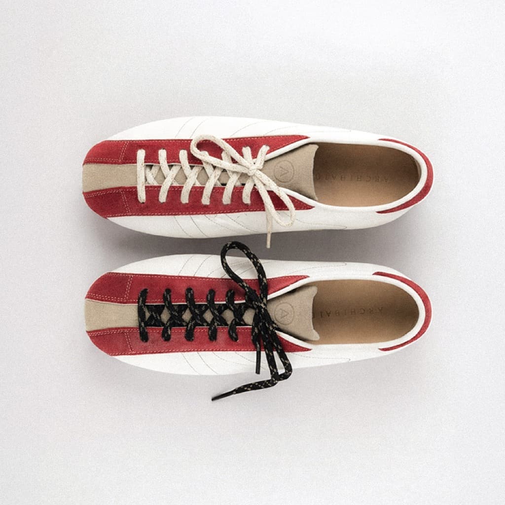 Archibald's REIMAGINED LANES flat sneakers in Rose Red and Soft Silver