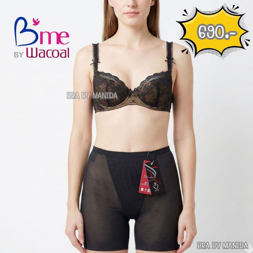 WACOAL B'me - ME1022(36)🔹ราคา 650.-🌸บรามีโครง ฟองน้ำบาง แต่งด้วยลูกไม้เต็มเต้า โอบกระชับรอบเต้า เพิ่มผ้าเก็บทรงด้านข้าง