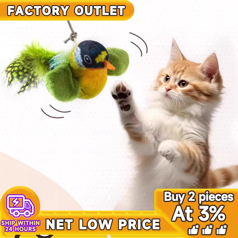【COD】ของเล่นแมว นกเสียงจําลอง เล่นสนุก โต้ตอบได้ ตุ๊กตานกกระตุ้นความสนใจ Cat Toys