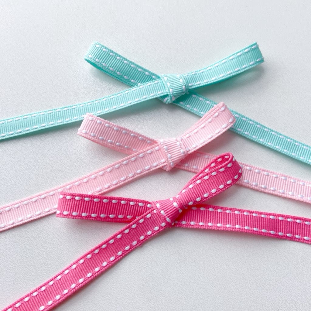 ♡  พร้อมส่ง | (5 หลา) Stitch Ribbon โบว์ ริบบิ้น เส้นประ กรอสเกรน ขนาด 10 mm / 1 cm