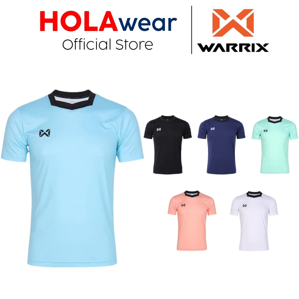 [มีส่งด่วน] เสื้อกีฬา WARRIX 241FBACL02 คอกลม ตัดต่อคอเหลี่ยม ผ้าไมโครเรียบ แขนสั้น