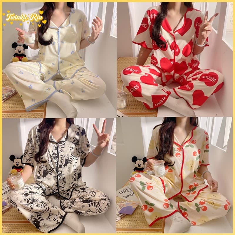 [HOT] ชุดนอนผ้าฝ้าย แขนสั้นขายาว มีบราในตัว เนื้อผ้านิ่มใส่สบาย ไม่ร้อน ส่งไวทั่วไทย